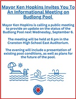 Mayor Ken Hopkins Invites Public to Informational Meeting on Budlong Pool